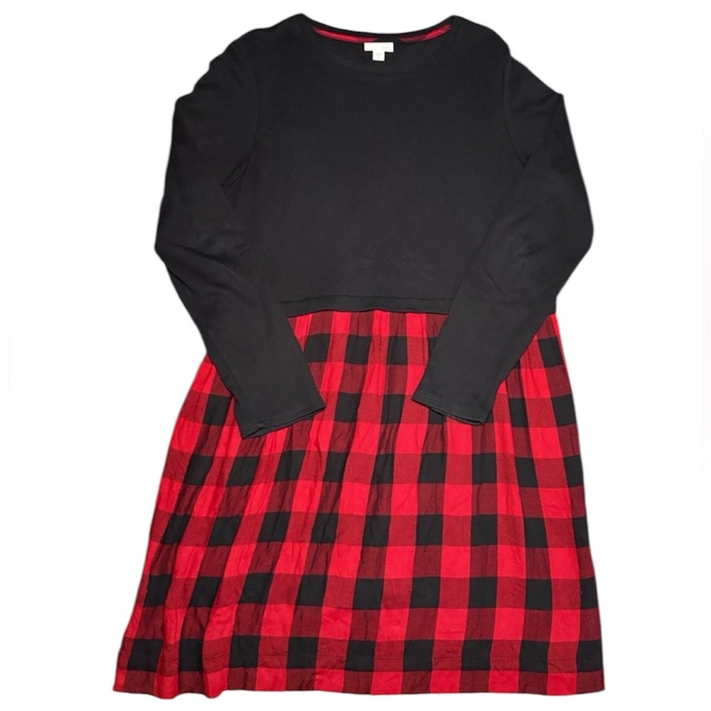 J. Jill Women’s Medium Black with Red plaid Dress